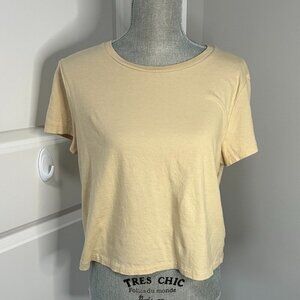 Women's Shrunken Short Sleeve T-Shirt Tan Size M EUC